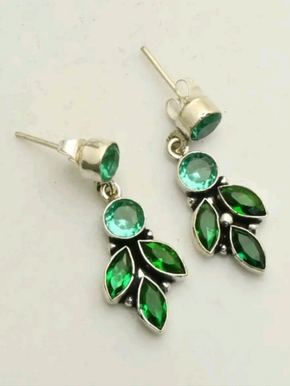 Green Quartz, Green Apatite Gemstone Jewelry Handmade Stud Drop Dangle Earrings